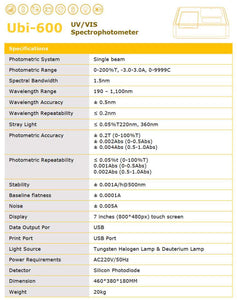Ubi-600 - UV/Vis Spectrophotometer