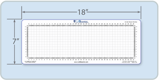 LABboards 7"x18" ALL POLY Skin Processing Boards - Printed Metric Ruler With Centimeter Field Grid - 25-Count Pack - 0718A