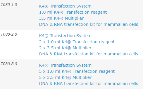 K4® Transfection System - DNA & RNA Transfection - T080