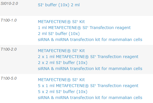 METAFECTENE® SI+ - siRNA & miRNA Transfection Reagent - T100